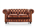 Sofás 2 plazas de cuero 175x95x80 cm - marrón coñac - estilo Chesterfield con capitoné y reposabrazos enrollados