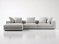 Sofás de esquina tapizado en tela 295x225x84 cm - gris claro - diseño moderno con chaise longue