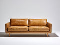 Sofás 2 plazas de cuero 185 x 88 x 80 cm - Marrón caramelo - Diseño moderno con patas de madera