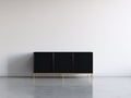 Mueble recibidor 160x42x82 cm - negro y dorado - diseño moderno con 3 puertas