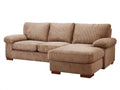 Sofás de esquina de pana 255x165x90 cm - marrón claro - diseño moderno con chaise longue y reposabrazos acolchados
