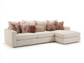 Sofás de esquina tapizado en tela 285x225x86 cm - beige claro - diseño moderno con chaise longue