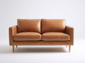 Sofás 2 plazas tapizado efecto cuero 165x86x82 cm - marrón claro - diseño moderno con patas de madera