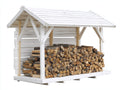 Leñero de exterior de madera 200x70x150 cm - Blanco natural - Almacenamiento rústico para leña