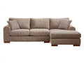 Sofás de esquina tapizado 265 x 190 x 88 cm - Beige topo - Diseño moderno con chaise longue y brazos redondeados