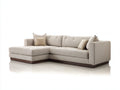 Sofás de esquina de tela 260x170x85 cm - beige claro y marrón oscuro - diseño moderno con chaise longue