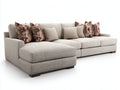 Sofás de esquina - tejido y madera - 310 x 225 x 86 cm - beige-marrón oscuro - diseño moderno con chaise longue y asiento acolchado