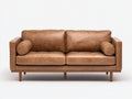 Sofás 2 plazas de cuero 185x90x84 cm - marrón camel - diseño moderno con patas de madera