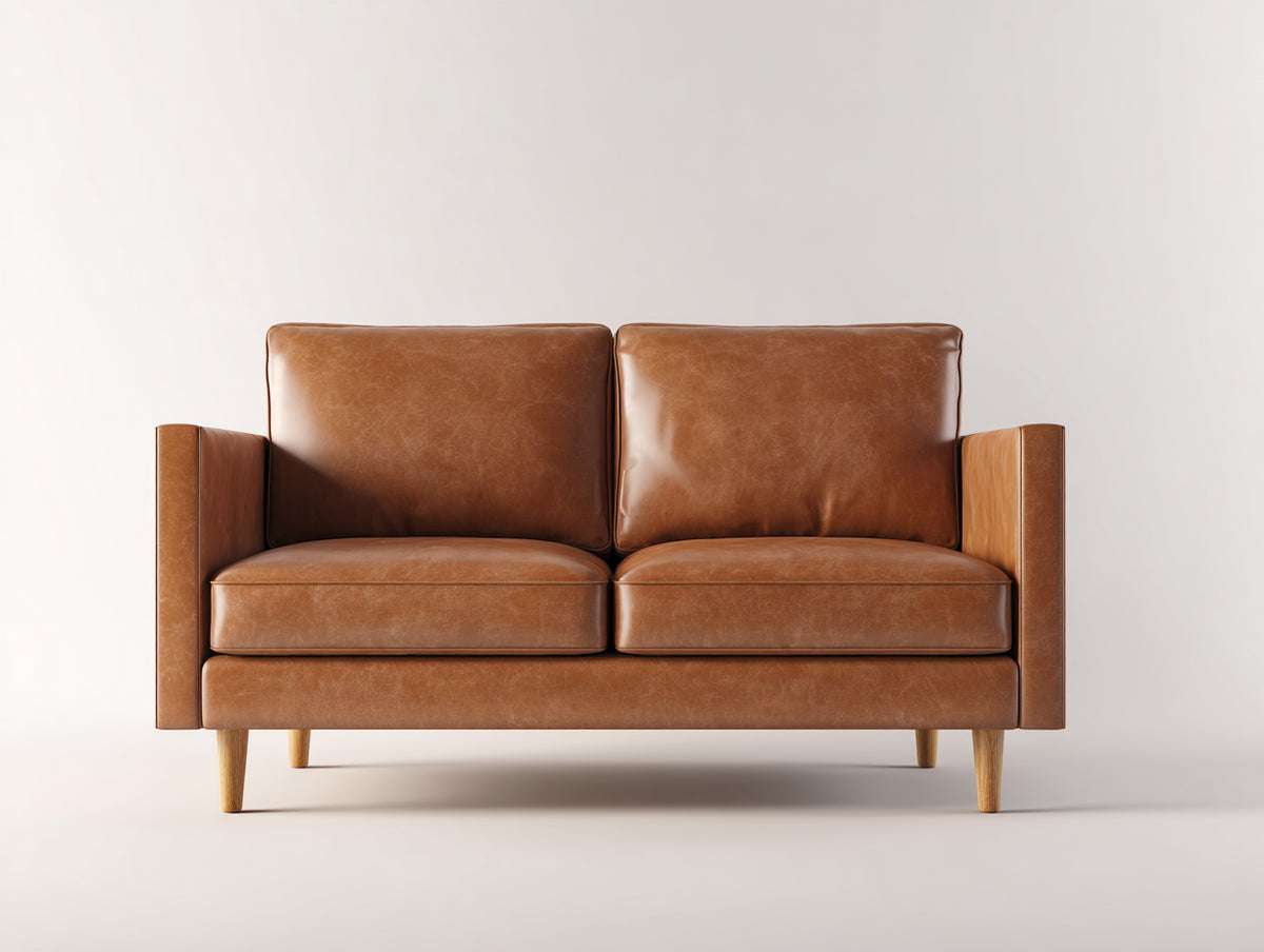 Sofá 2 plazas de cuero sintético 180x85x85 cm - Marrón coñac - Diseño moderno y elegante