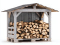 Leñero de exterior de madera 220x80x160 cm - Blanco envejecido - Almacenamiento rústico para leña
