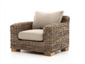 Sillones de ratán - ratán y madera - 94 x 90 x 82 cm - marrón natural-beige - diseño amplio con reposabrazos para exterior