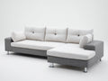 Sofás de esquina - tejido y metal - 290 x 215 x 84 cm - blanco crema-gris - diseño moderno con chaise longue y patas metálicas